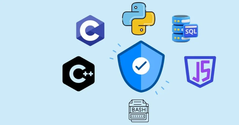 Cybersecurity Programming Languages - Python, C, C++, SQL, JavaScript, Bash Icons